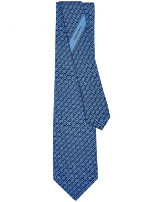 Pletená hedvábná kravata s potiskem Ferragamo