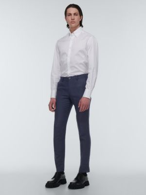 Pantalones de lino slim fit Dolce&gabbana azul