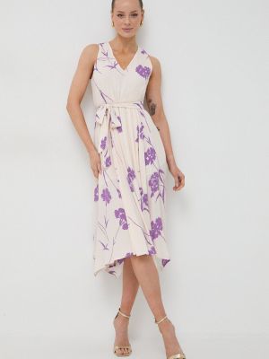 Sukienka na ramiączkach z dekoltem w serek Twinset fioletowy