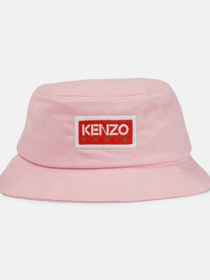Haftowana czapka bawełniana Kenzo różowa
