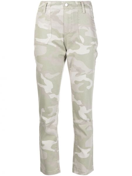 Straight leg jeans con stampa camouflage Paige verde
