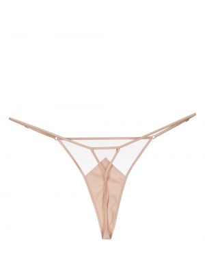 Hedvábné kalhotky string se síťovinou Kiki De Montparnasse růžové