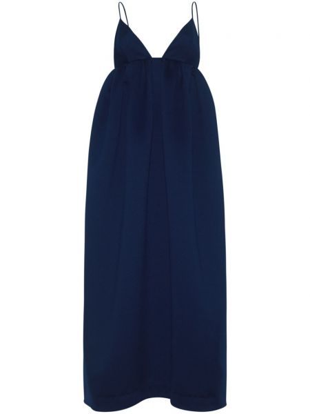 Satenska haljina na naramenice Adam Lippes plava