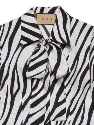Zīda krekls ar apdruku ar zebras rakstu Gucci