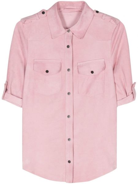 Košulja od brušene kože Salvatore Santoro ružičasta