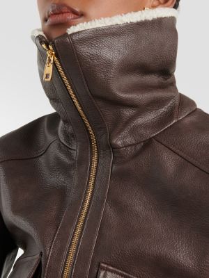 Kožená bunda z ekologickej kože Dolce&gabbana hnedá