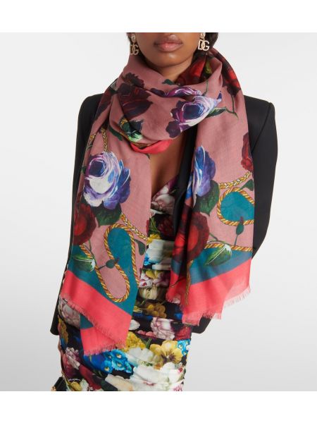 Кашемировый шарф с принтом из модала Dolce&gabbana розовый