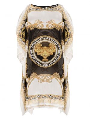 Rochie de mătase cu imagine transparente Versace Pre-owned alb