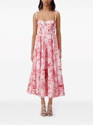 Květinové midi šaty s potiskem Giambattista Valli růžové