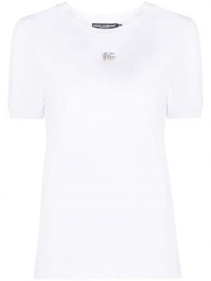T-shirt à imprimé en cristal Dolce & Gabbana blanc
