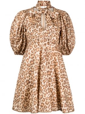 Leopardimustriga mustriline linased kleit Zimmermann pruun