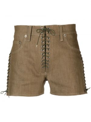 Pantaloni scurți din denim cu șireturi din dantelă Ludovic De Saint Sernin