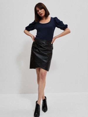 Kožená sukňa z polyesteru z ekologickej kože Moodo - čierna