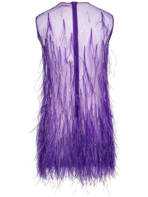 Mini vestido con plumas de tul de plumas Des Phemmes violeta