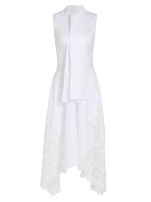 Кружевное платье-рубашка Gardenia с драпировкой Oscar De La Renta белый