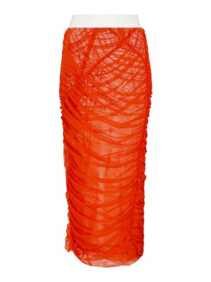 Midi φούστα από διχτυωτό Dries Van Noten πορτοκαλί