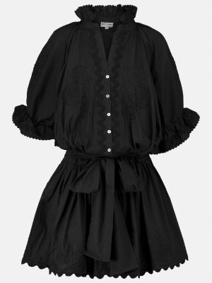 Хлопковое платье мини с вышивкой Juliet Dunn черное