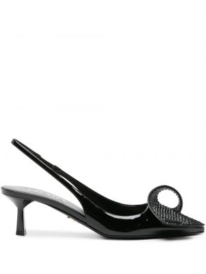 Полуотворени обувки с отворена пета Prada черно