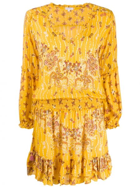 Платье мини в цветочный принт Poupette St Barth, желтое