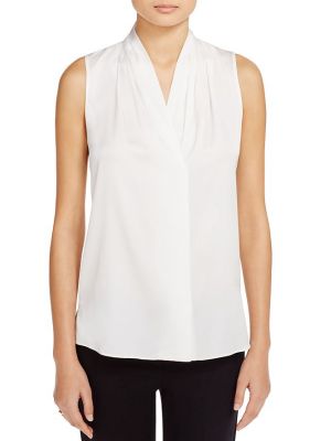 Шелковая блузка без рукавов с v-образным вырезом Kobi Halperin белая