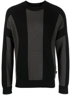 Pull à rayures en tricot Emporio Armani noir