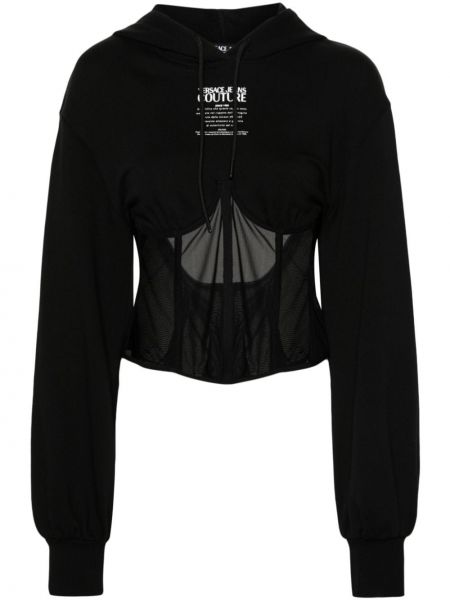 Bombažna jopa s kapuco z mrežo Versace Jeans Couture