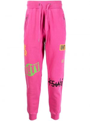 Βαμβακερό αθλητικό παντελόνι με σχέδιο Ksubi ροζ