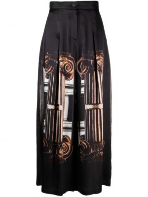 Hedvábné kalhoty s potiskem Atu Body Couture černé