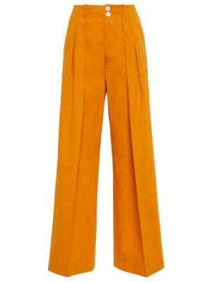 Spodnie z wysoką talią bawełniane relaxed fit Plan C pomarańczowe