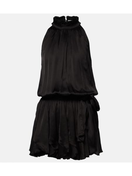Mini vestido de raso Poupette St Barth negro