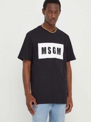 Памучна тениска с дълъг ръкав с принт Msgm черно