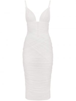 Drapované tylové koktejlové šaty Dolce & Gabbana bílé