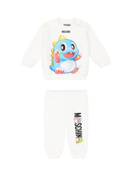 Trøje trykt bomuld tracksuit for piger Moschino Kids hvid