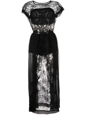 Φλοράλ μάξι φόρεμα με δαντέλα Maurizio Mykonos μαύρο