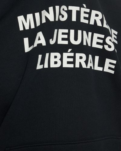 Hanorac cu glugă din bumbac cu imagine Liberal Youth Ministry negru