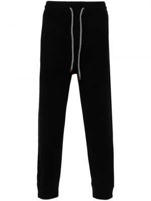 Pantaloni sport din cașmir Brunello Cucinelli negru