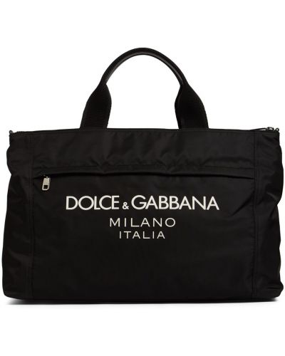 Dabīgās ādas soma neilona Dolce & Gabbana melns