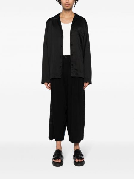 Sametové kalhoty s potiskem Yohji Yamamoto černé