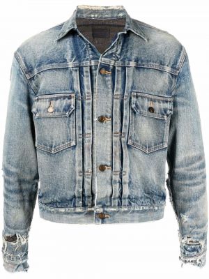 Traper jakna s izlizanim efektom Saint Laurent plava