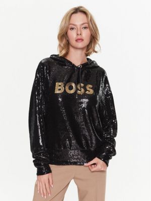 Laza szabású pulóver Boss fekete