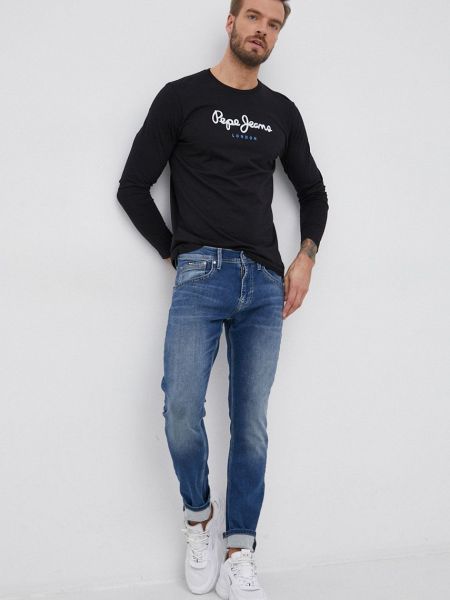Pamučna majica dugih rukava sa dugačkim rukavima Pepe Jeans crna