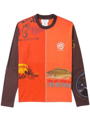 Памучна тениска с принт Marine Serre оранжево