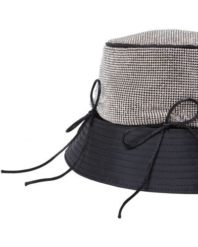 Křišťálový klobouk s mašlí se síťovinou Kara stříbrný