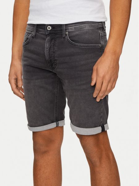 Slim fit priliehavé džínsové šortky Pepe Jeans sivá