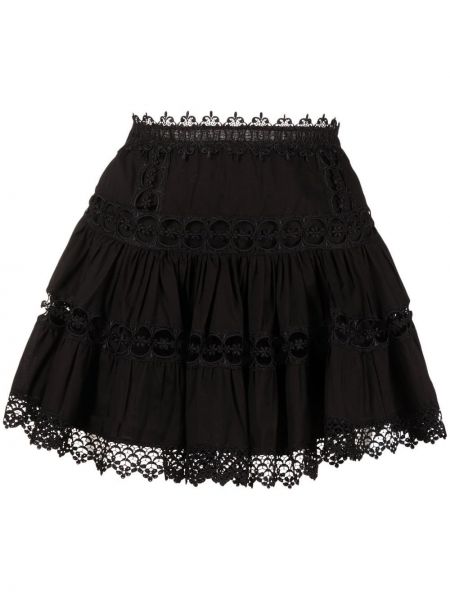 Bavlněné mini sukně s výšivkou Charo Ruiz Ibiza - černá