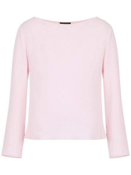 Μπλούζα με φιόγκο από κρεπ Emporio Armani ροζ