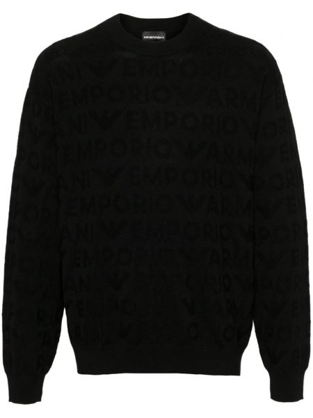 Jacquard striktrøje Emporio Armani sort