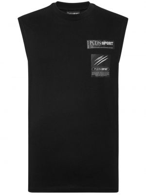 Raštuota medvilninė marškiniai Plein Sport juoda