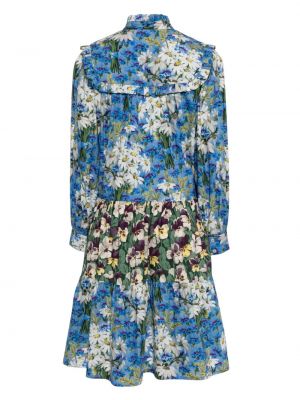 Raštuotas gėlėtas marškininė suknelė Batsheva mėlyna