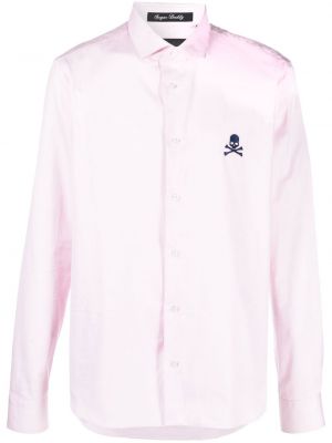 Βαμβακερό πουκάμισο με κέντημα Philipp Plein ροζ